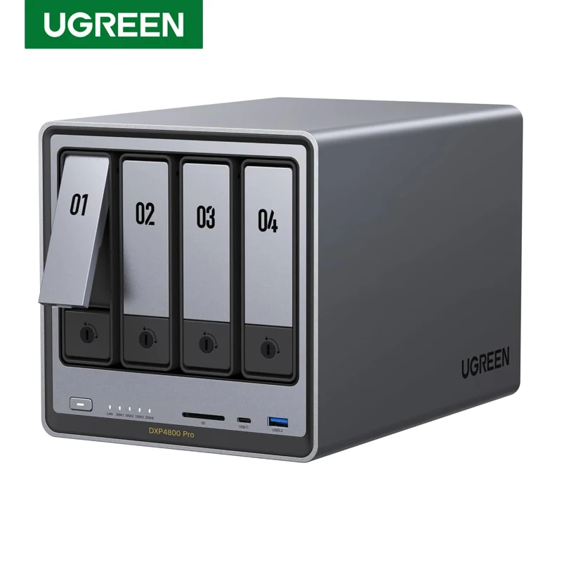 UGREEN NAS DXP4800 Pro 4-Bay Desktop NAS i3-1315U 6-Core CPU 8GB DDR5 RAM 2.5GbE M.2 NVMe 4K HDMI Network Attached Storage