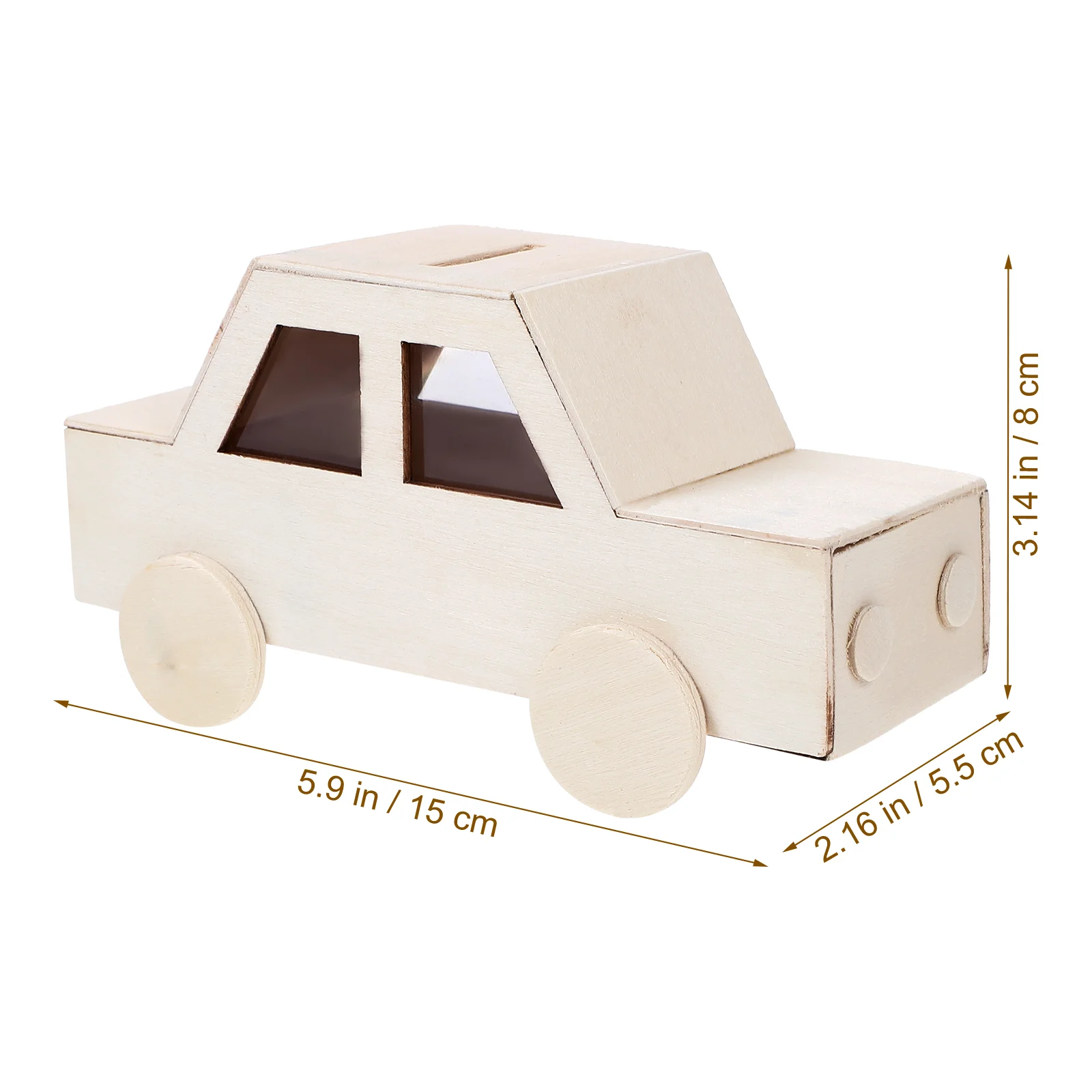 Handmade DIY Wooden Car Piggy Bank Blank Snowflake Mud Mold Students Toy for Coin Boxes Kids Multi-function Money Child