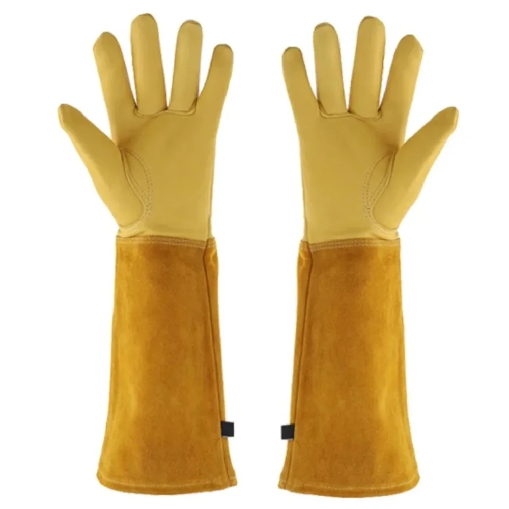 Long Tube Gardening Safety Working Gloves Leather Breathable Gauntlet Pruning Gloves Garden  Industrial Protective Work Gloves