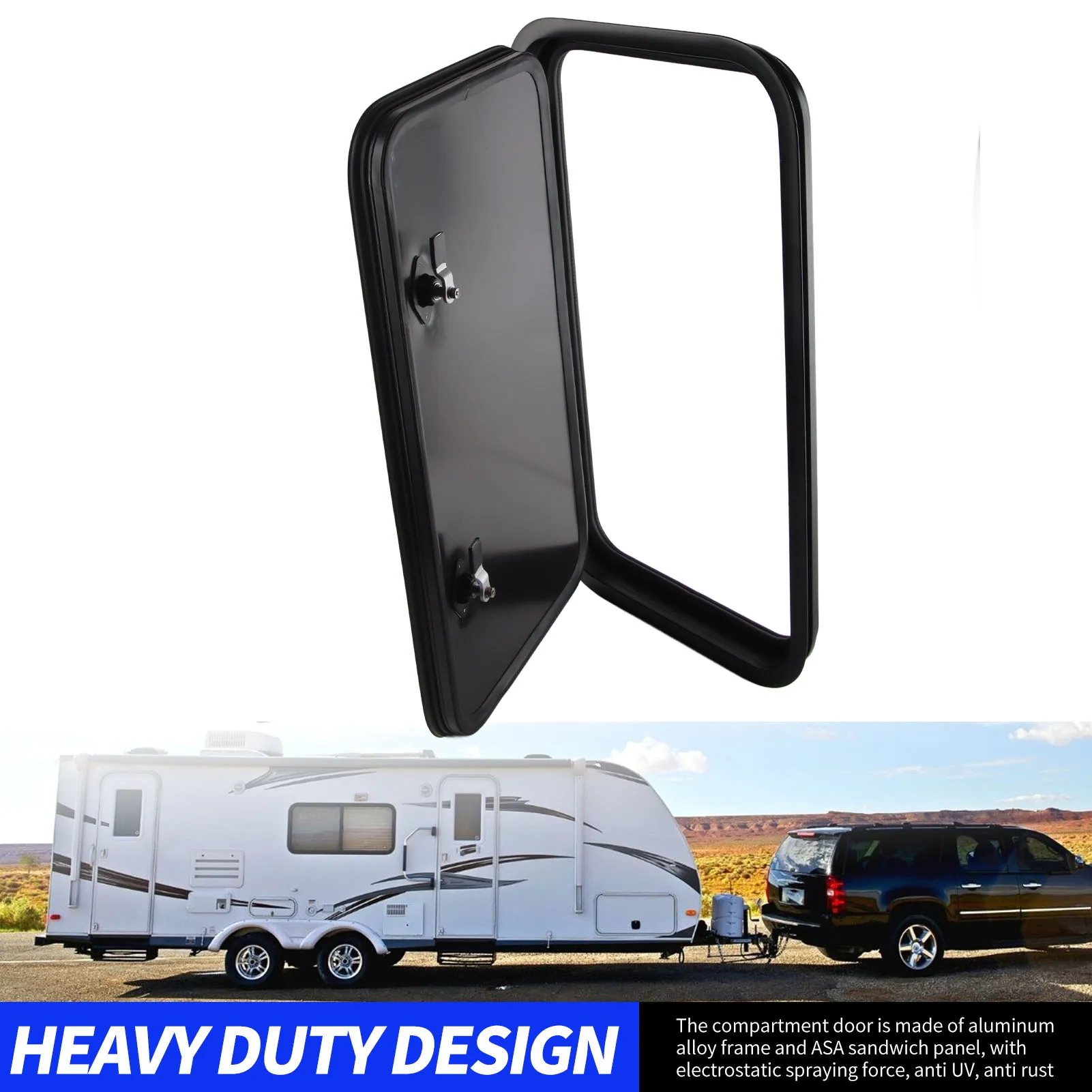 RV Storage Hatch RV Storage Hatch with Lock and Key Heavy Duty  Rounded Corner Black UV Proof Baggage Door for  Van