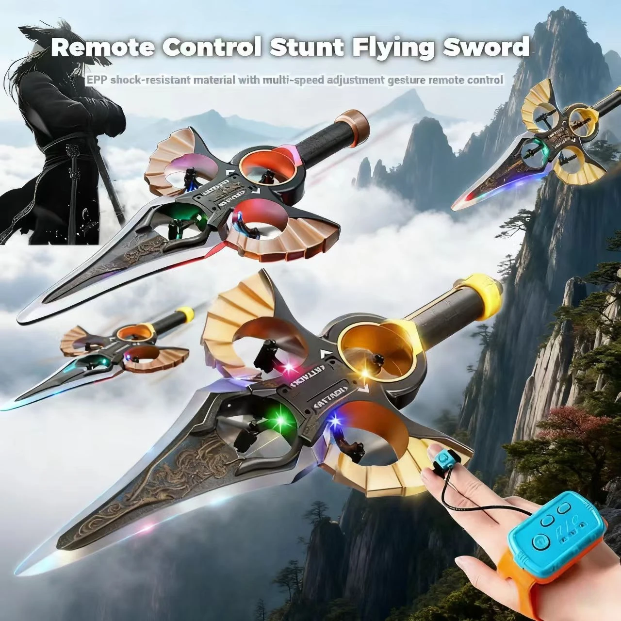 

Flying Sword Gift for Children Foam Watch Remote Control Flying Sword Quadcopter Model Remote Control Aircraft