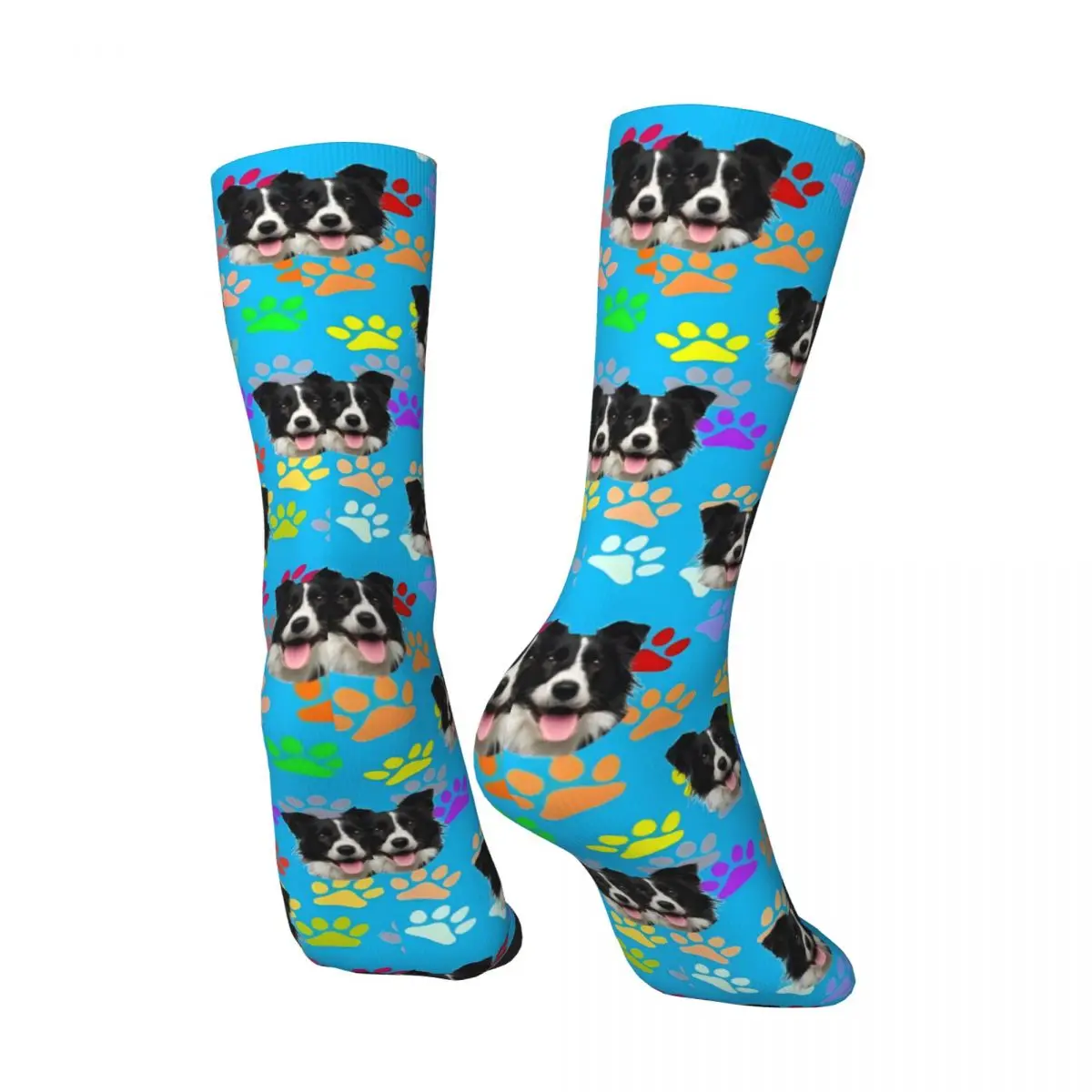 Funny Border Collie Dog Cute Face Paw Gifts Men's Socks Vintage Harajuku Street Style Novelty Casual Crew Sock