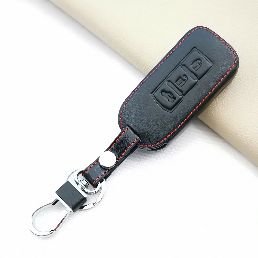 2/3 Button Leather Car Key Case Cover For Mitsubishi ASX Outlander Mirage Lancer Montero Eclipse Cross L200 Accessories Shell