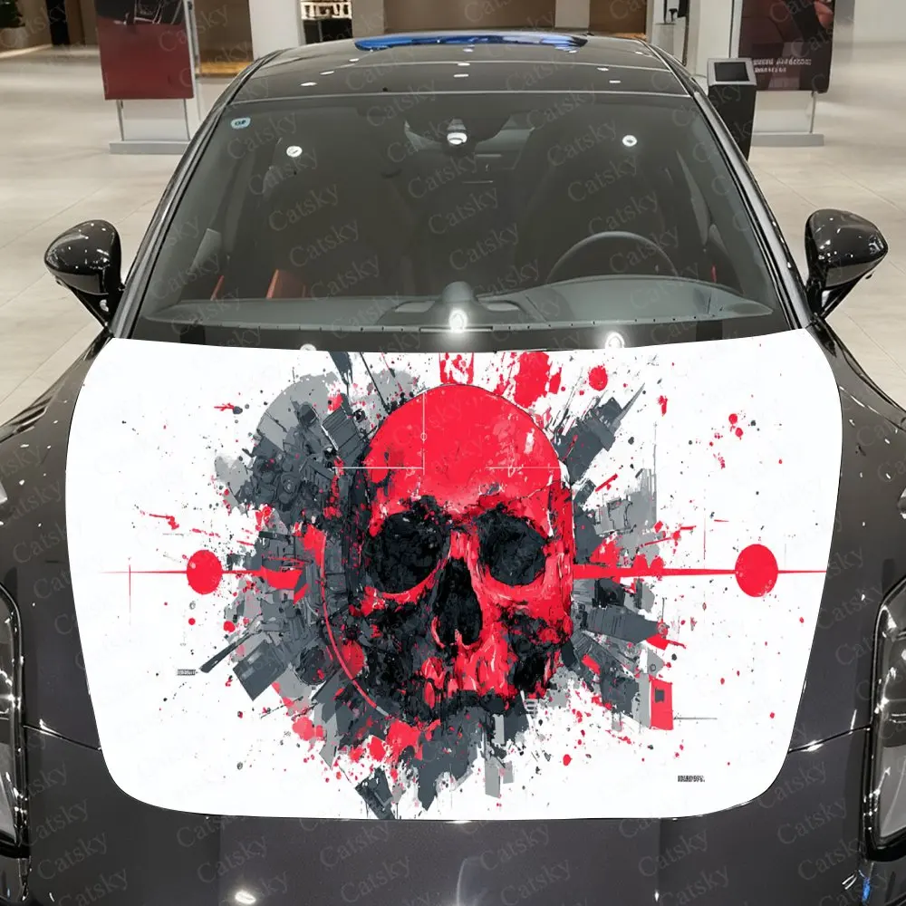 Abstract Splatter Skull Car hood stickers, decorative pattern car stickers, car self-adhesive scratch resistant stickers Auto Ac