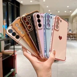 Luxury Love Heart Side Pattern Cover Case For Samsung Galaxy S25 S24 S23 S22 Ultra S21 S20 FE A 16 14 24 34 54 15 25 35 55 13 23