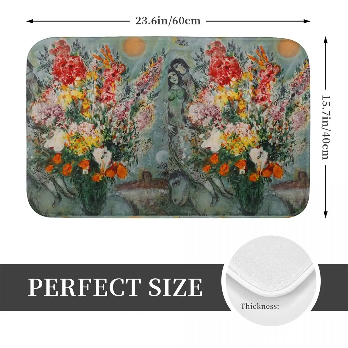 Marc Chagall Bouquet De Fleurs Anti-slip Doormat Floor Mat Cushion Carpet Rug for Kitchen Entrance Home Balcony Footpad Mats