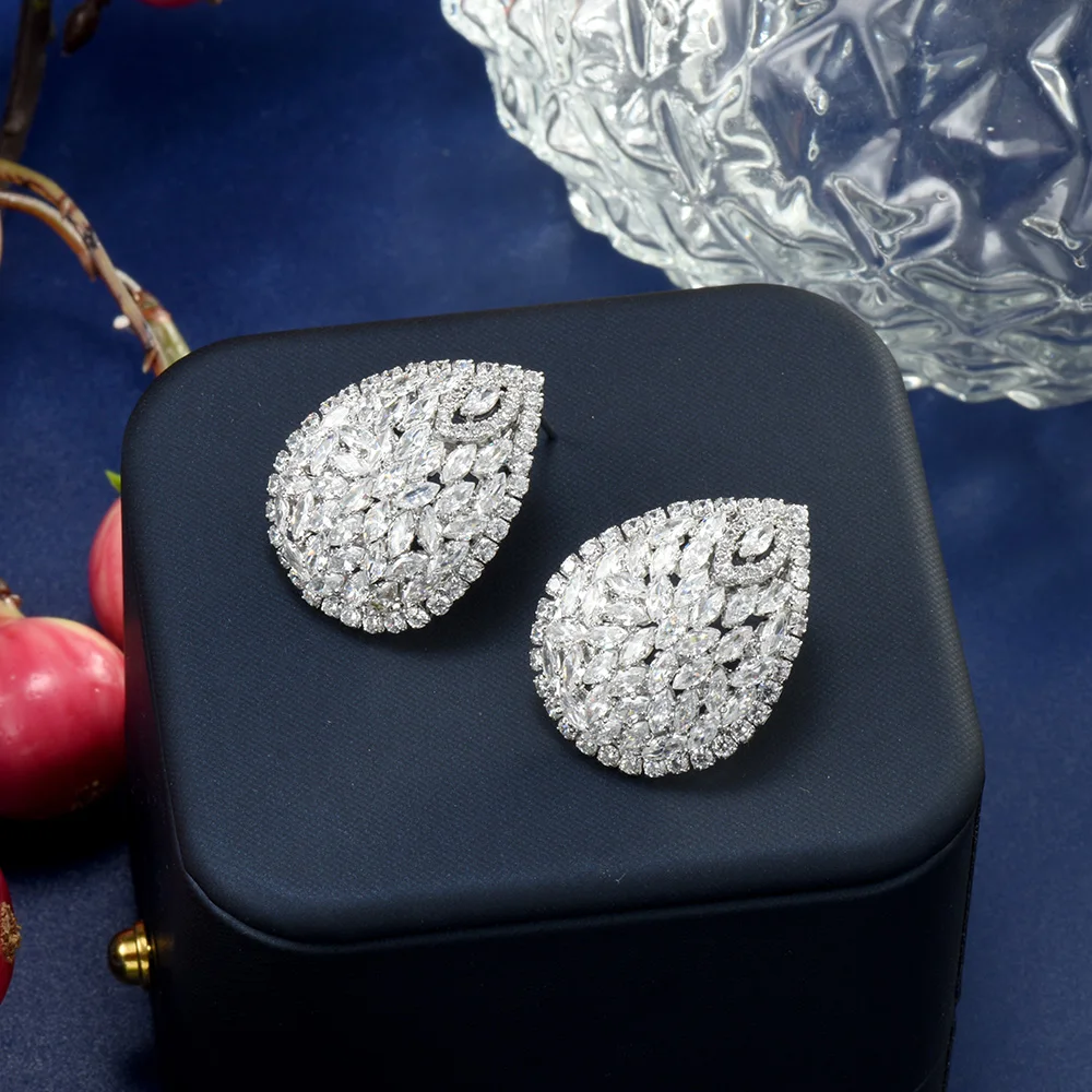 

Hibride Elegant Geometric Chic Stud Earrings Cubic Zirconia 2025 Women Dubai Nigeria Wedding Bridal Jewellery Accessories E25