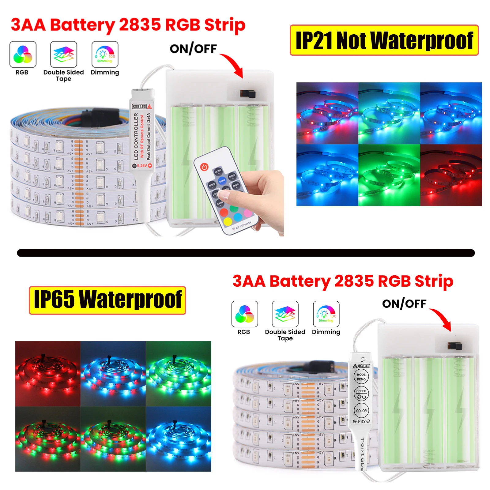 

DC 5V 3AA Светодиодная лента RGB с питанием от батареи SMD 2835 60 светодиодов 50 см 1 м 2 м 3 м 5 м ТВ Фоновое освещение Гибкая лента Ночник