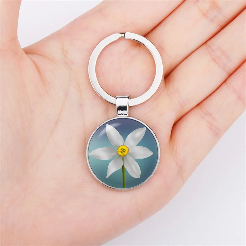 LLavero de flores con personalidad para mujer, colgante de llave de coche, joyería de flores, accesorios de recuerdo creativos, regalo de amante