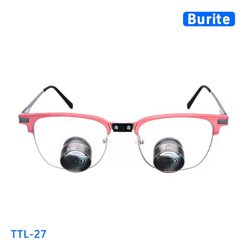 

Бинокулярные лупы Burite 27 TTL Galilean, металлические, с малым увеличением, 2.5X 3.0X 3.5X, IPD, настраиваемые, для стоматологии и хирургии, титановая оправа