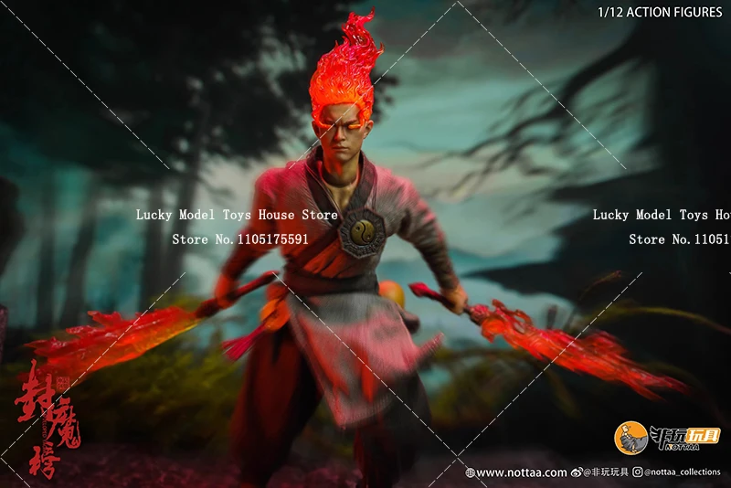 مجموعة NOTTAA 1/12 سلسلة Yaomo المغلفة بالأسطورة السوداء Yan Xiaoxia لهب تأثير خاص زخرفة الرأس 6 بوصة تمثال فاخر #4