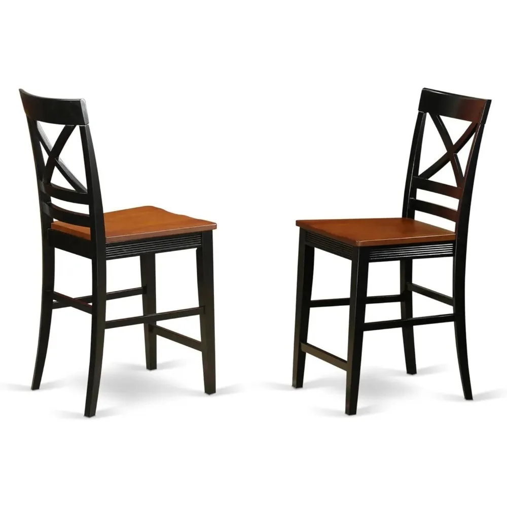 

Counter-height Bar Stool - Pub Height Wooden Chairs, Set Of 2, Black & Cherry