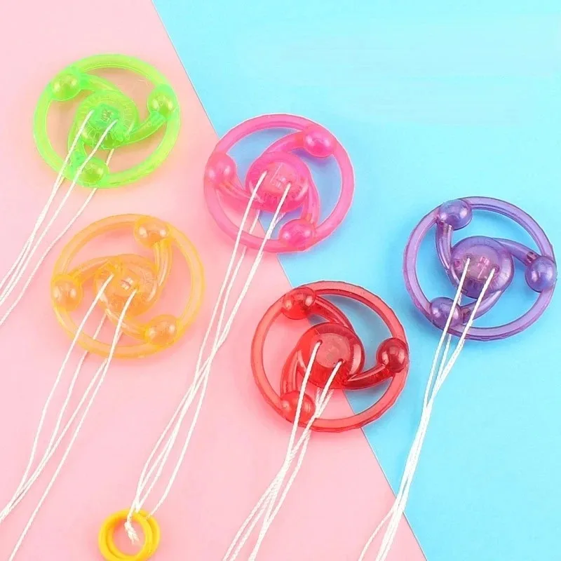 1/5/10pcs New Luminous Hand Pull Luminous Flashing Rope Flywheel Toy Led Light Toy Novelty Children Flywheel Flash Gyro Gift Toy