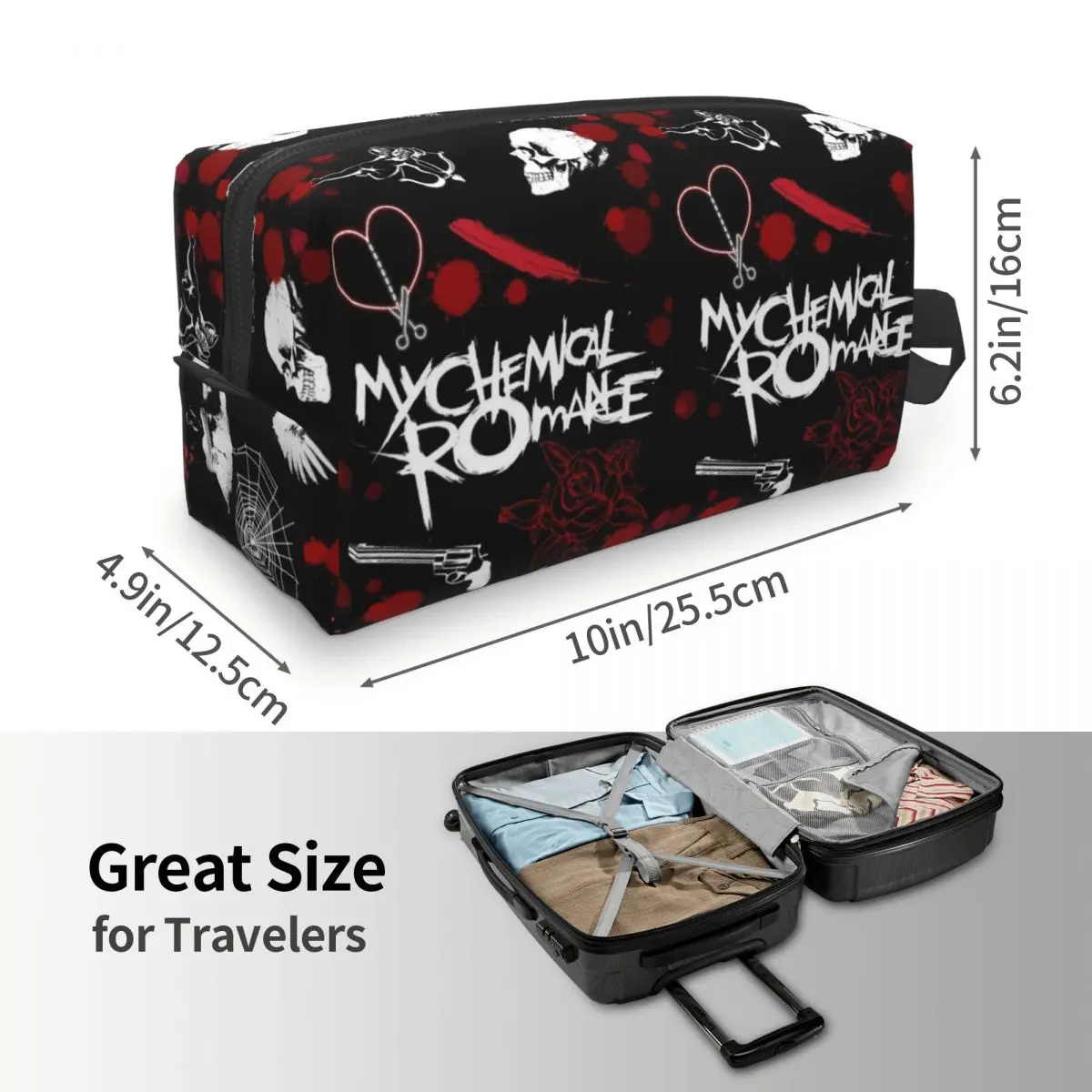 My C-Chemical R-Romance Band Makeup Bag Cosmetic Organizer Storage Dopp Kit Toiletry Cosmetic Bag for Women Beauty Pencil Case
