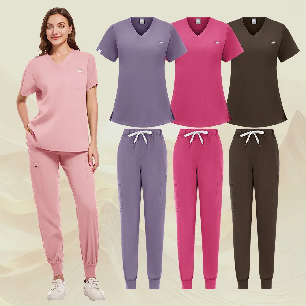 

Surgical Uniforms Woman Nursing Enfermeria Sets Top + Pant Articles Medical Uniform Scrubs Clinical Beauty Salon hospital Suits