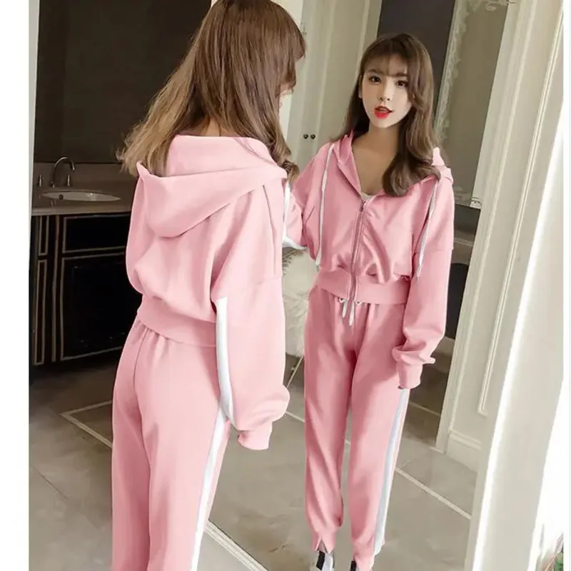 

Women's Casual Fashion Sports Suit Spring Autumn New Hooded Sweater Loose Cute Outfits Corp Tops Pants 2 Two Piece Set For Women