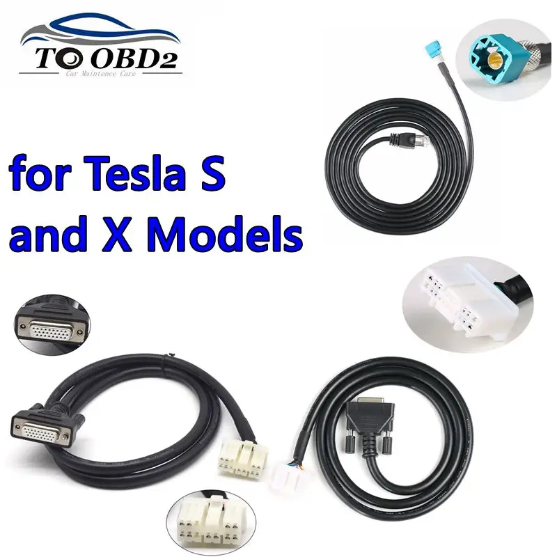 Кабели диагностического адаптера TESKIT для моделей Tesla S и X, совместимы с планшетами MaxiSYS Ultra/ MS909/ MS919