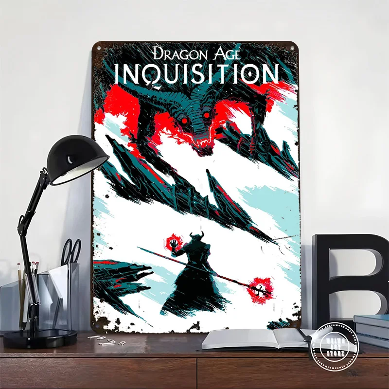 Dragon Age Inquisition Cover Art Metal Poster Customized Wall Art Retro Vintage Metal Tin Signs for Living Room Decoration Decor