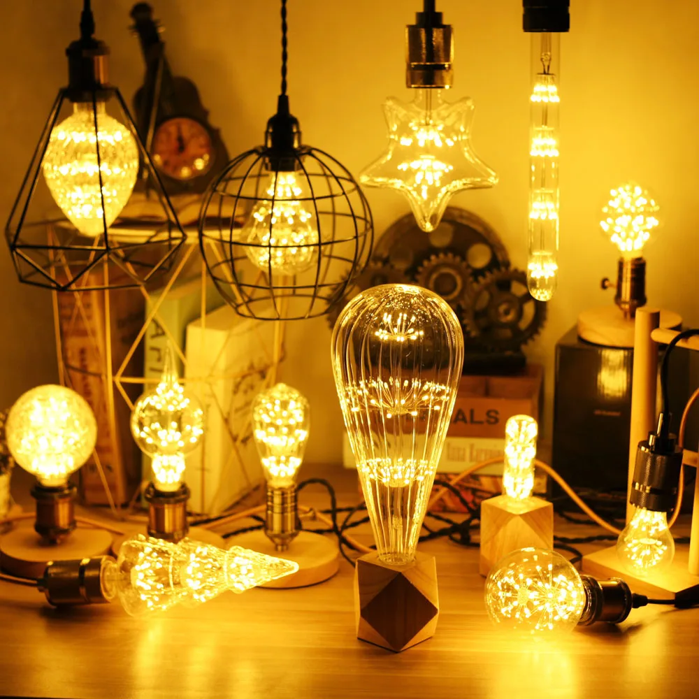 

TIANFAN Vintage Led Bulbs Firework 3W 2200K Warmth Glow AC85-265V E27 Edison Bulb Specialty Decorative Light Bulb