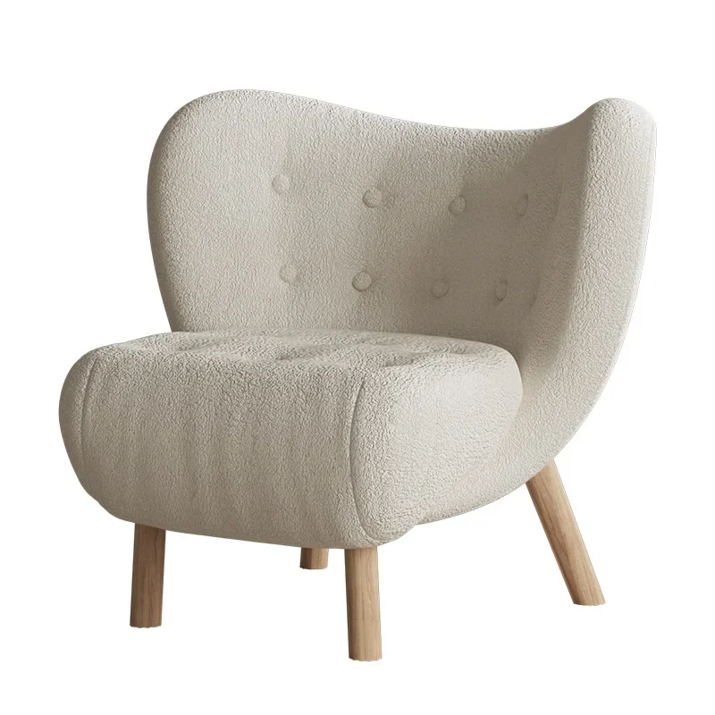 

Light luxury single sofa simple modern living room sofa chair Nordic Internet celebrity lamb wool designer white casual