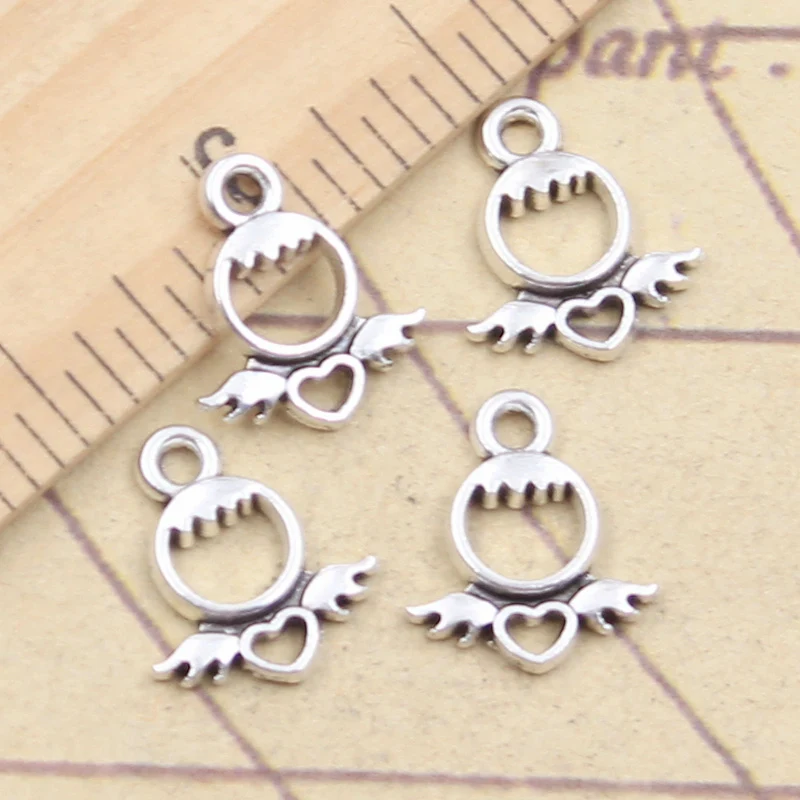 30pcs Charms Heart Angel 14x12mm Tibetan Silver Color Pendants Antique Jewelry Making DIY Handmade Craft