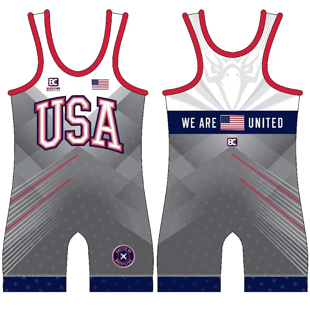 The Usa Wrestling Singlet Suit One Piece Bodysuit Professional Triathlon Skinsuit Mens High Elastic Sleeveless Powerlifting Wear