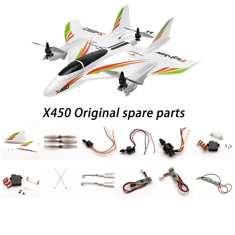 WLtoys XK X450 RC Glider Plane Parts Motor Receiver Board Servo Main Blades Screw Shell Propeller Receiver ESC Light Pull Rod