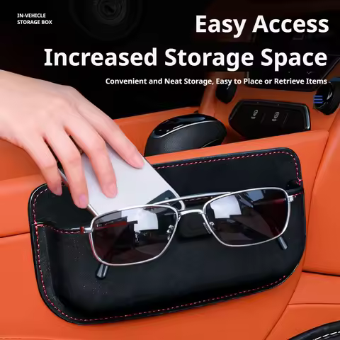 SEAMETAL Car Sun Visor Glasses Organizer Auto Seat Side Storage Box Phone Key IC Card Holder Sunglasses Bag for Car Accessories