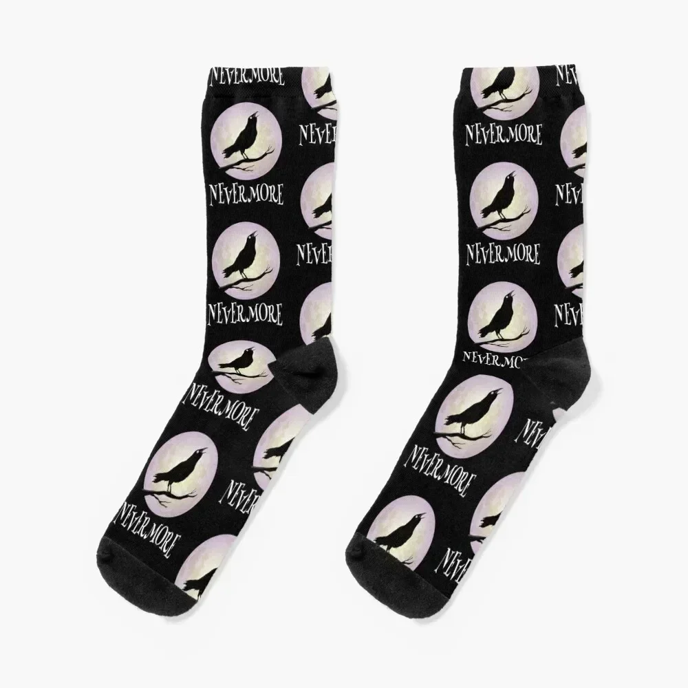 

NEVERMORE The Raven Edgar Allan Poe Halloween Spooky Socks hockey golf kids luxe Socks Men's Women's