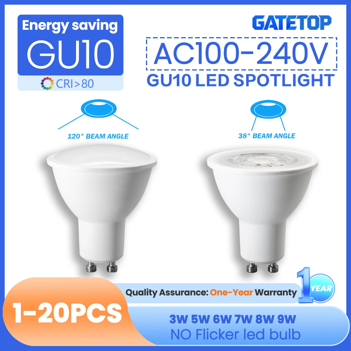1-20 قطعة التيار المتناوب 110 فولت 120 فولت 220 فولت LED الأضواء GU10 لمبات 3 واط 5 واط 6 واط 7 واط 8 واط 9 واط لاستبدال 50 واط مصباح هالوجين أضواء مناسبة Bombilla Led