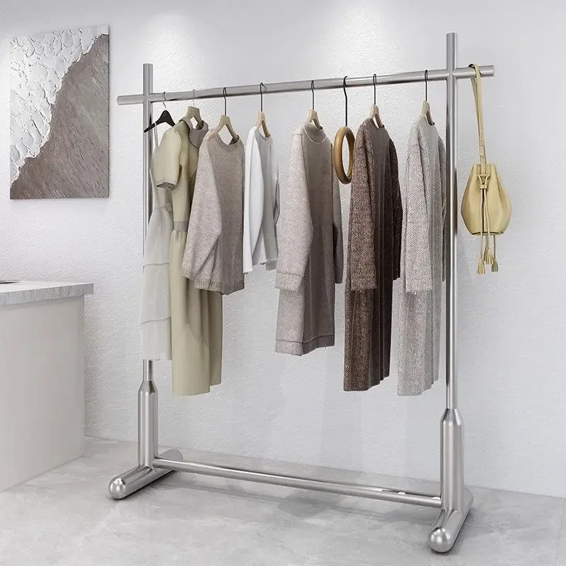 Stainless Steel Floor Rack Clothing Store Display Racks Women‘s Wear Shelf Luxury Clothes Rack Coat Racks Living Room Furniture