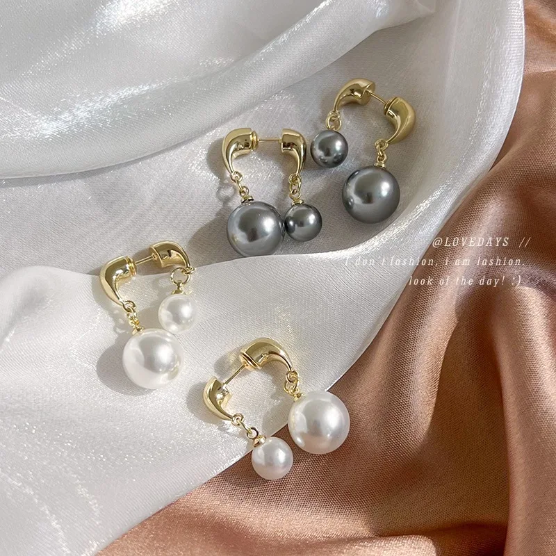 Pearl Stud Earrings Vintage Reversible Wear Light Luxury Fashion for Women Premium Quality Daily Party Office Use Accessories