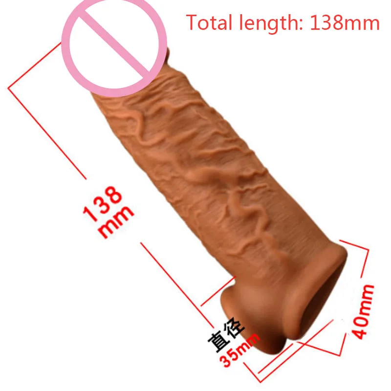 Liquid Silicone Condom Penis Extender Sleeve Delay Ejaculation Intimate Goods Sex Toys for Men