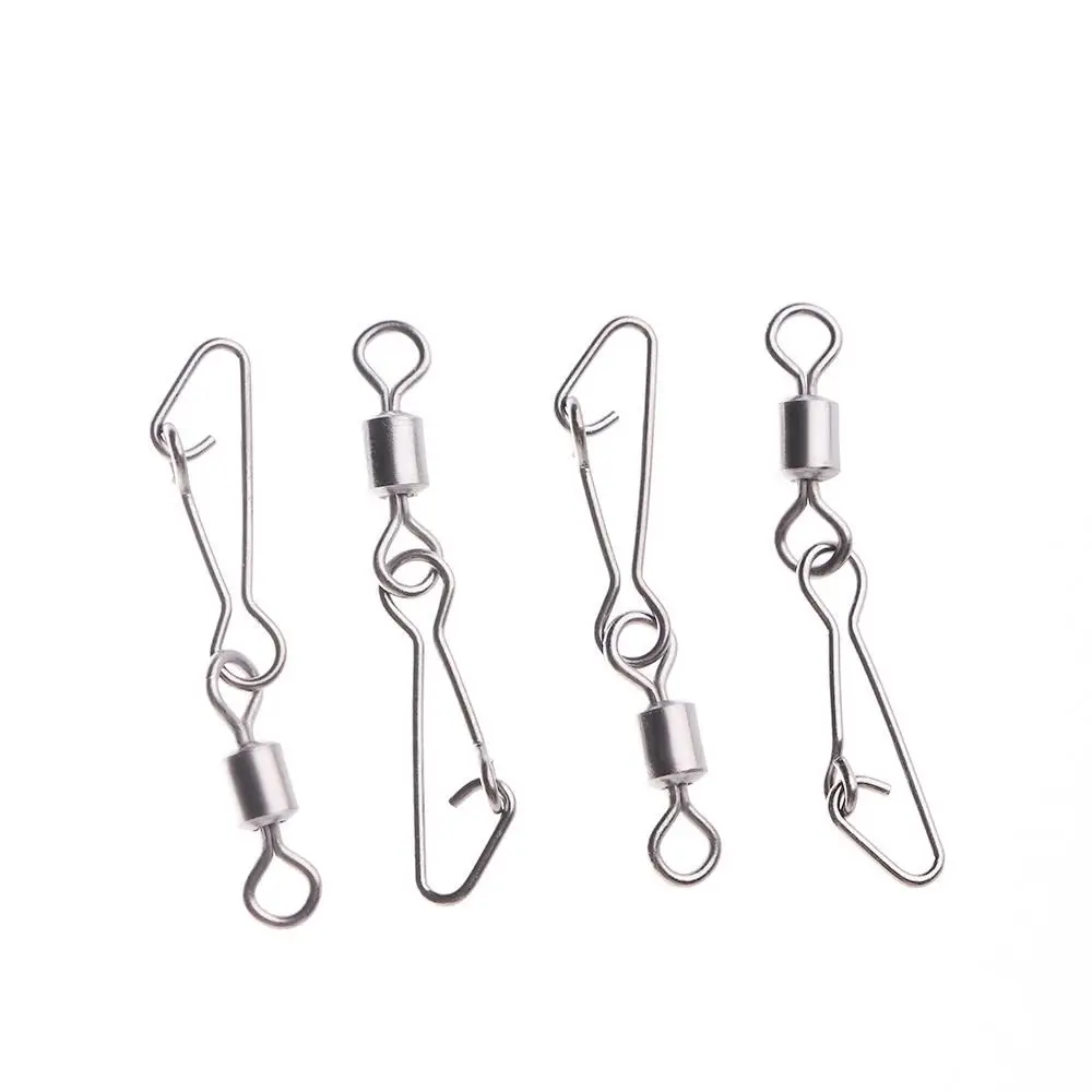 50pcs Fishing Connector Stainless Steel Snap Bearing Interlock Rolling Fishing Hooks Sea Fishing Lure Hook Connector Tackle