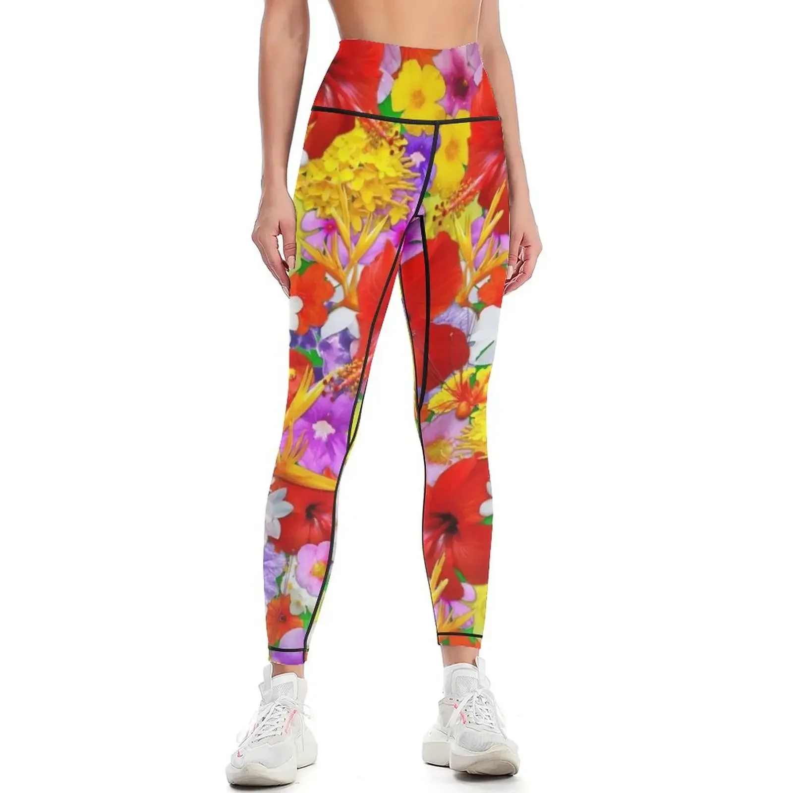 

Exotic Flowers Colorful Explosion Leggings sporty woman push up Women's sports gym wear Women sportwear Womens Leggings