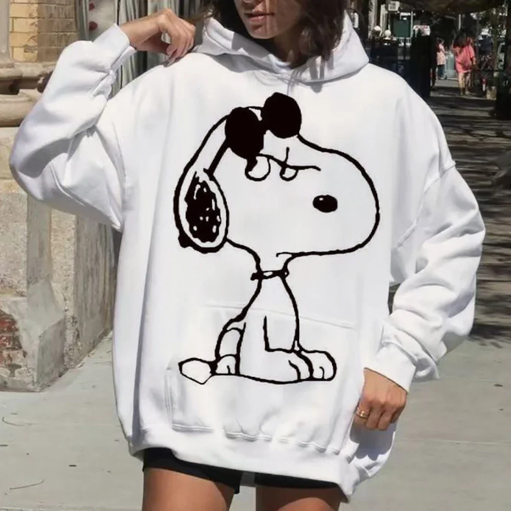 Autumn  and Winter Fashion Cute Snoopy Printed   Hoodie Y2K Retro Street Sweatshirt Hip Hop Hoodie