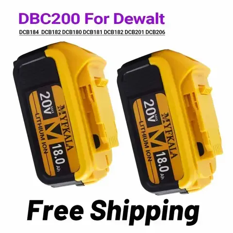 2025New 100% 오리지널 18000mAh 20V Dewalt 전동 공구 배터리 DCB206 20V 18.0Ah 배터리 DCB206 20V 배터리 DCB205 DCB204-2