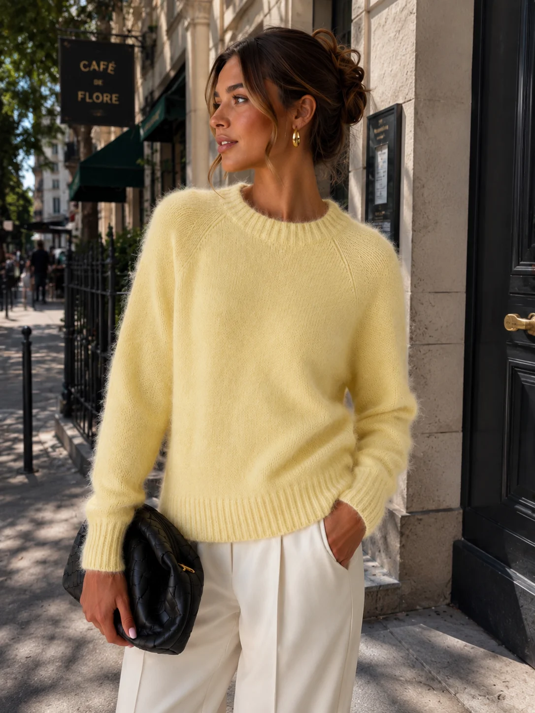 Women'S Fall/Winter Small Fashion Casual Streetwear Academic Commute Style Round Neck Solid Color Long Sleeve Knit Sweater.