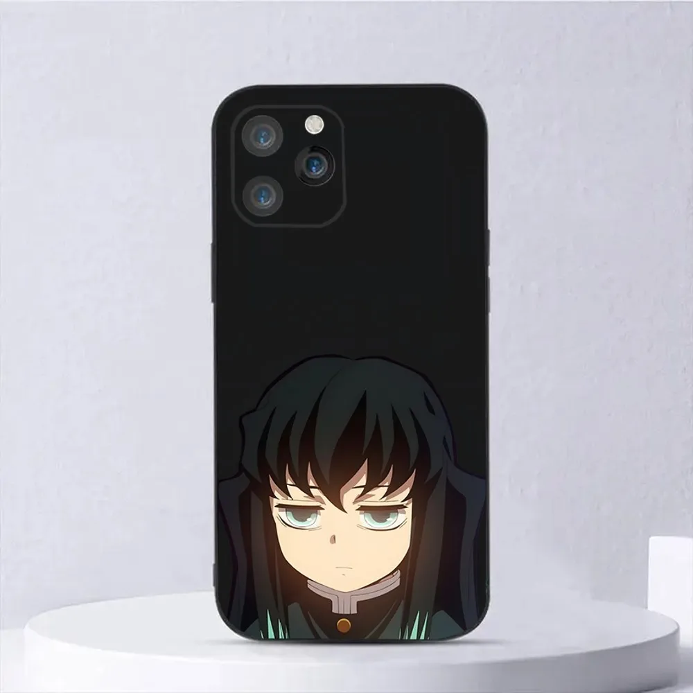 Anime Muichiro Tokito Phone Case For iPhone 15,14,13,12,11,Plus,Pro Max,XS,X,XR,SE,Mini,8,7 Soft Silicone Black Cover