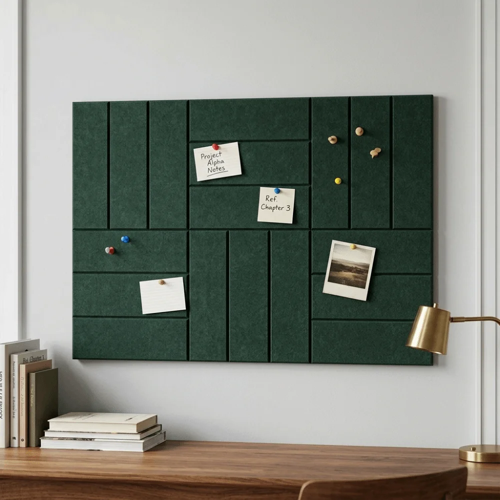 12PCS Sound-Absorbing Felt Bulletin Boards Self-Adhesive Square Felt Acoustic Panels Eco-friendly Stripe Photo Display Board
