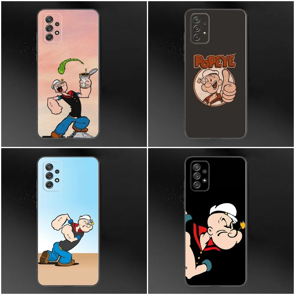 P-Popeye the S-Sailor Phone Case For Samsung S24,S23,S22,S21,S20,S10,S10E,S9 Plus FE Note 20 Ultra 10,9 Plus Black