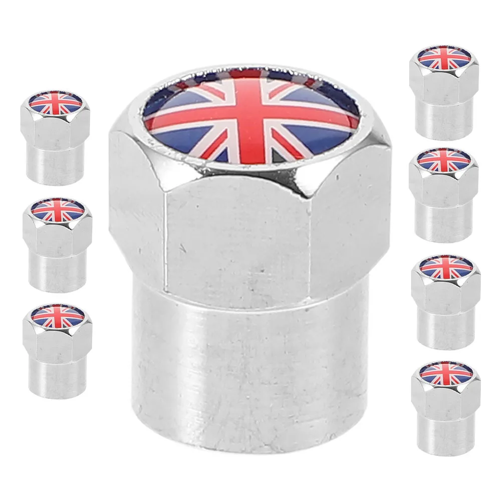 

8Pcs Cool Car Accessories Uk Flag Valve Stem Caps Stylish Metal Tire Air Cap Cover for Cars Motorcycles Trucks