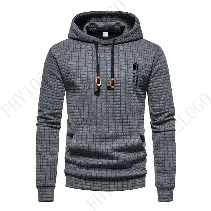 2025 Nueva sudadera con capucha informal de manga larga jacquard, camisa deportiva informal de fitness a la moda para hombre, sudadera para correr al aire libre para hombre