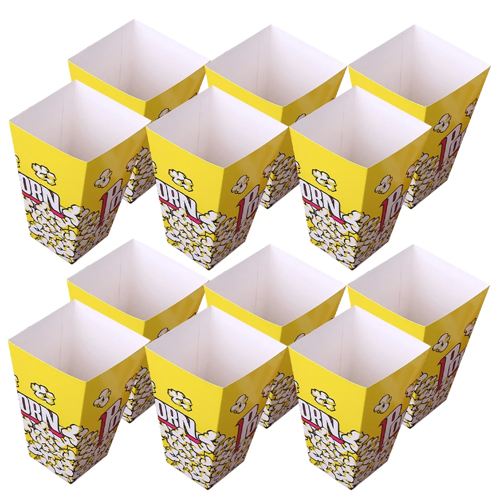 

100pcs Popcorn Paper Boxes Disposable Snack Packaging Bags Cups Buckets French Fries Containers Lightweight Safe Durable Movie