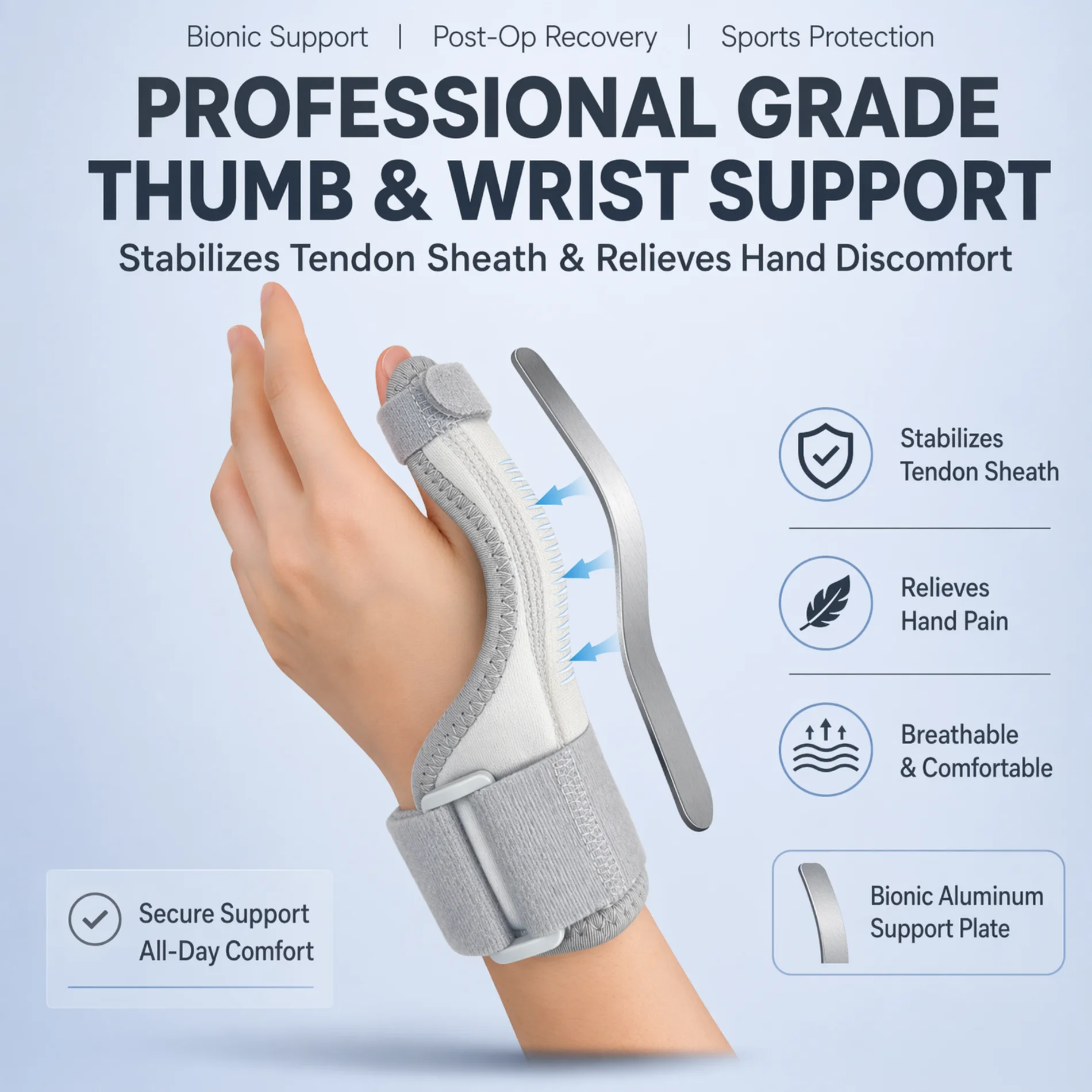 Trigger Thumb Immobilizer Splint, Thumb Support Brace for Tenosynovitis Arthritis Tendonitis, Fits Men Women Left & Right Hand