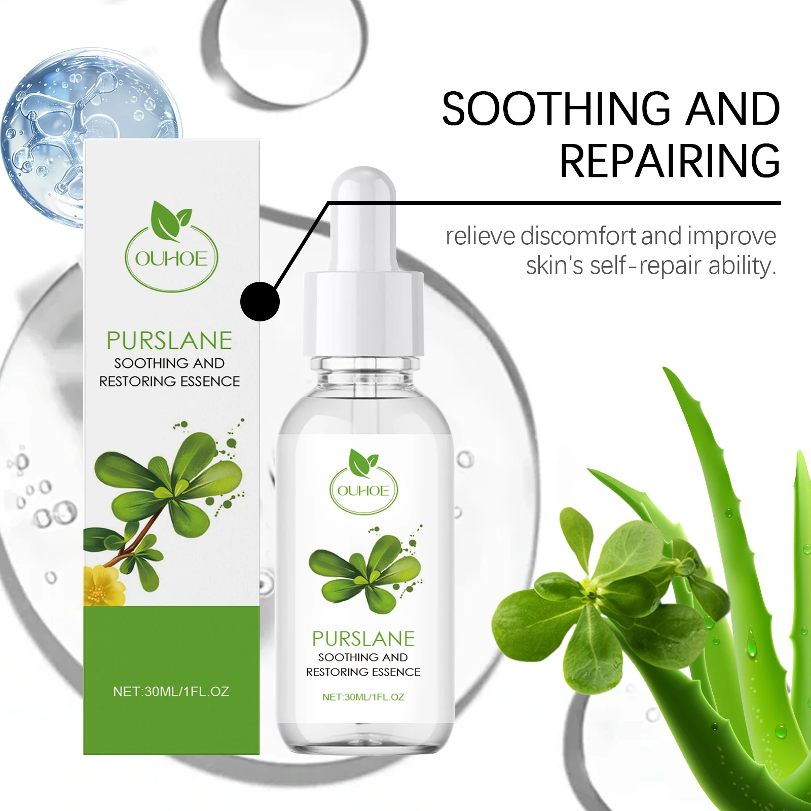 

OUHOE Purslane Soothing & Repairing Essence - Hydrate, Soothe Redness, Balance Water - oil, Reduce Redness, Mild Formula