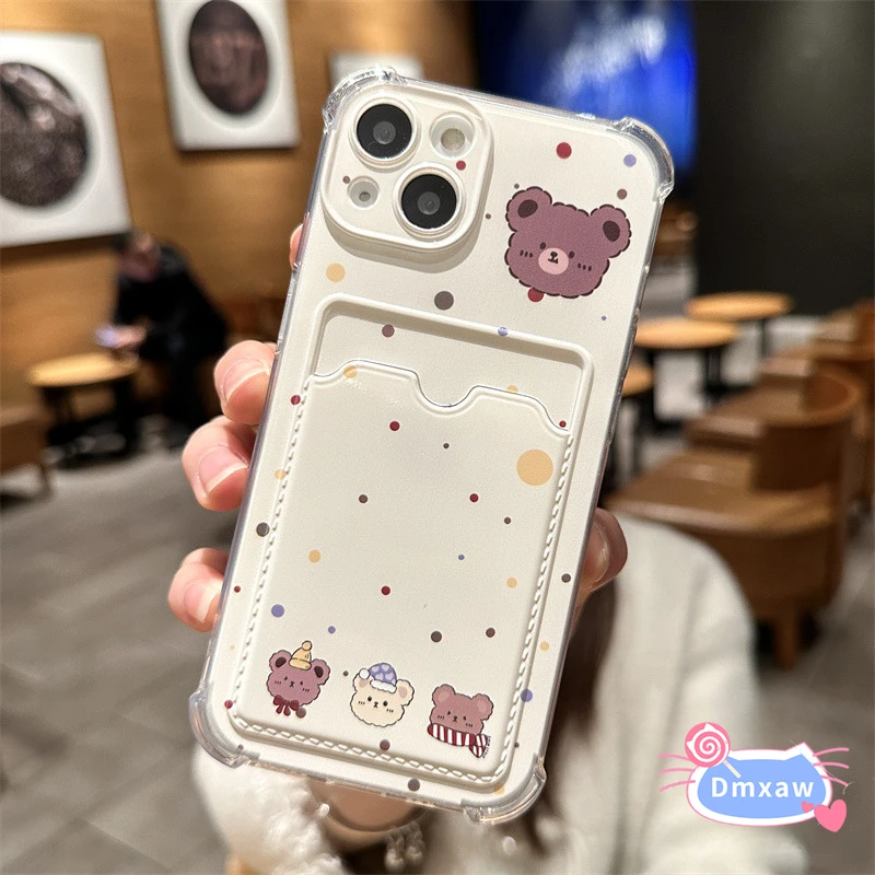 لسامسونج غالاكسي S25 حافة S24 S23 S22 S21 زائد FE + نوت 20 الترا 5G 4G جراب هاتف لطيف الدب المحفظة الكرتون واضح لينة غطاء