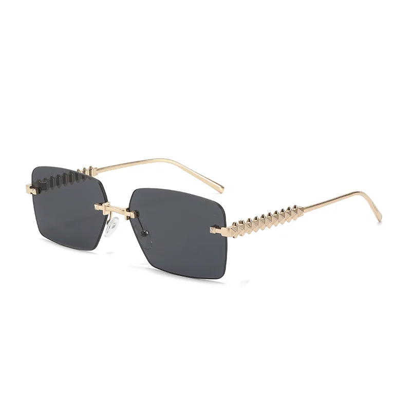 

VAKA New Retro Riveted Leg Rimless Sunglasses Women Personalized Design Square Sun Glasses Elegant Fashion Women Decoration