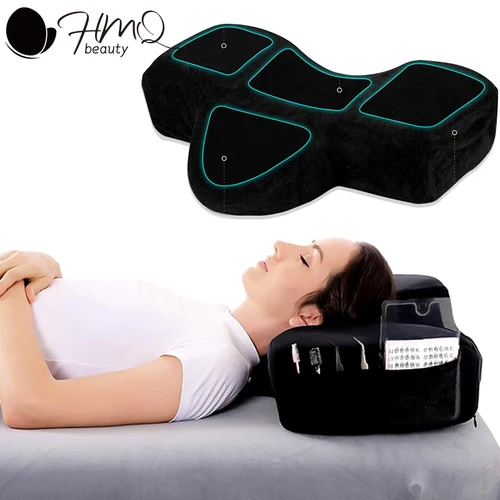 Imagen 1 del producto Almohada de pestañas de belleza para extensión de pestañas, almohada de espuma viscoelástica para pestañas, soporte para proteger el cuello, accesorios de salón de pestañas