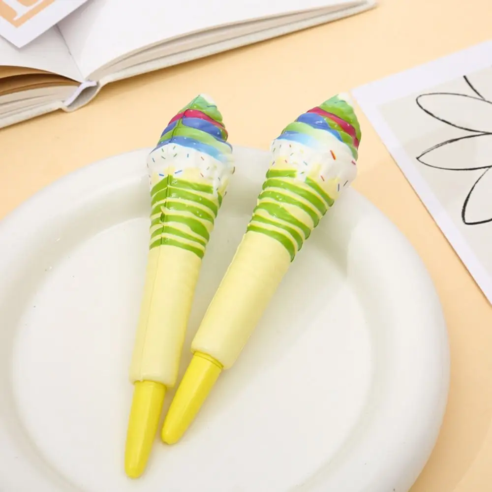 Lovely Ice Cream Cute Soft Gel Pen Ballpoint Pen Signing Pinch Bounce Pen Signature 0.5mm Squeeze Sensory Toy Pen Student